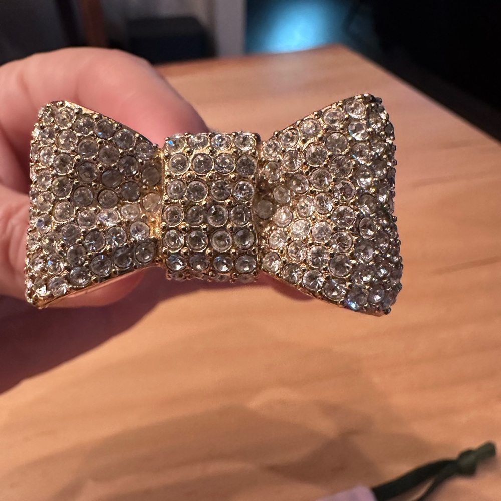 Kate Spade Silver Rhinestone Bow Clip